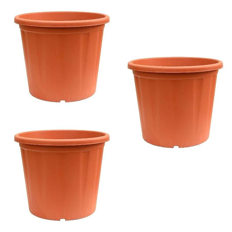 Ugaoo UV Treated Brown Plastic Pot (40 CM) - Set Of Three media 4