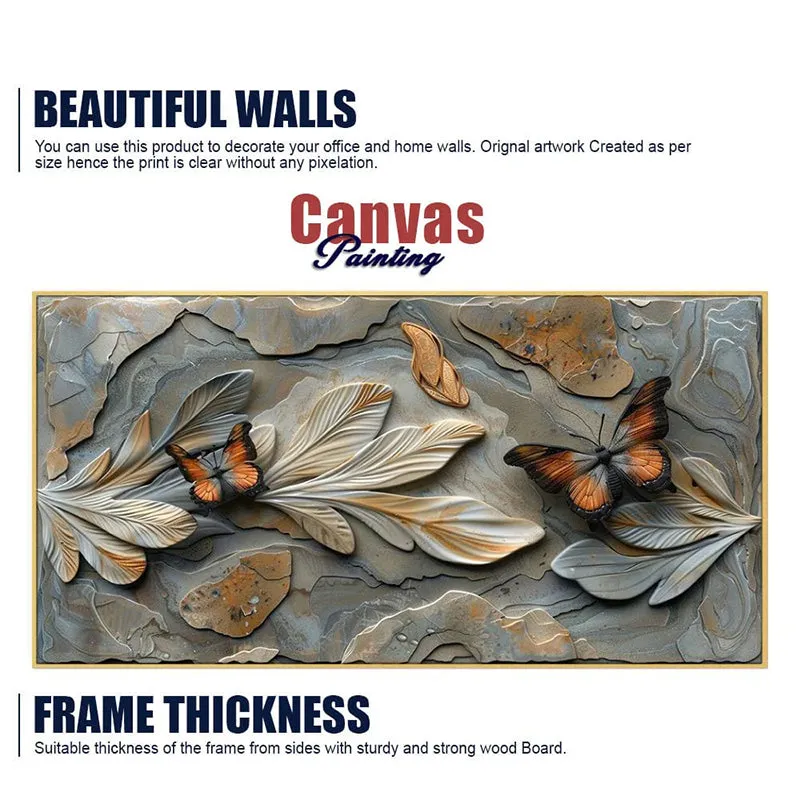 Leaf Relief Canvas Wall Painting media 8