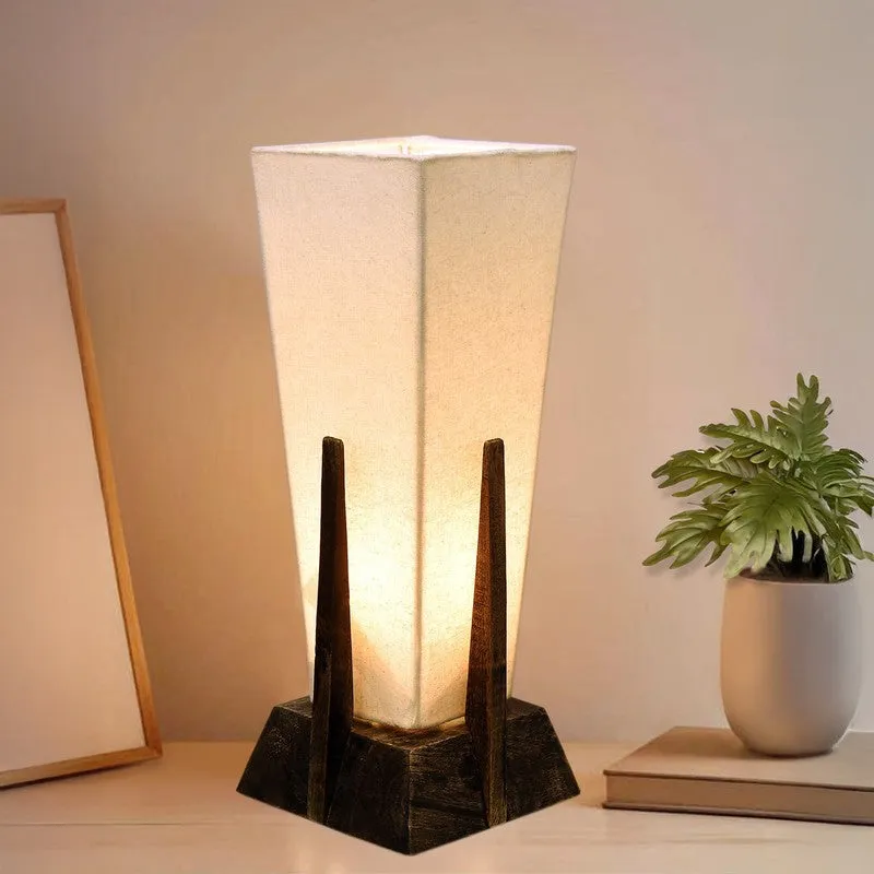 Retro Radiance Fabric Table Lamp - Black,Beige media 1
