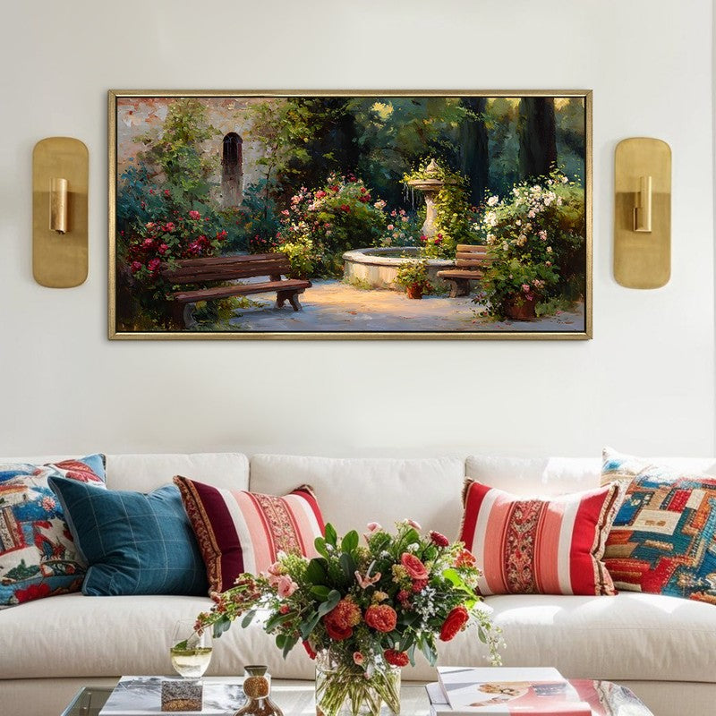 Fountain Reverie Canvas Wall Painting With Frame