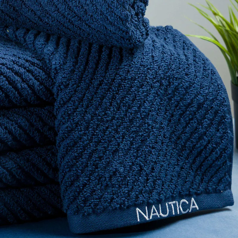 Nautica Riviera Soft Cotton Hand Towel (Navy Blue) - Set Of Six media 3
