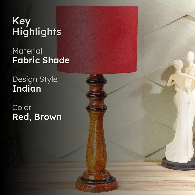 Rosa Rene Fabric Table Lamp - Red,Brown media 2