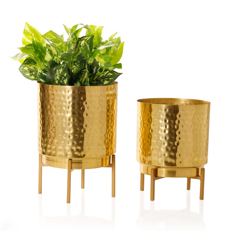 Vida Ember Hammered Planter (Gold) - Set Of Two media 4