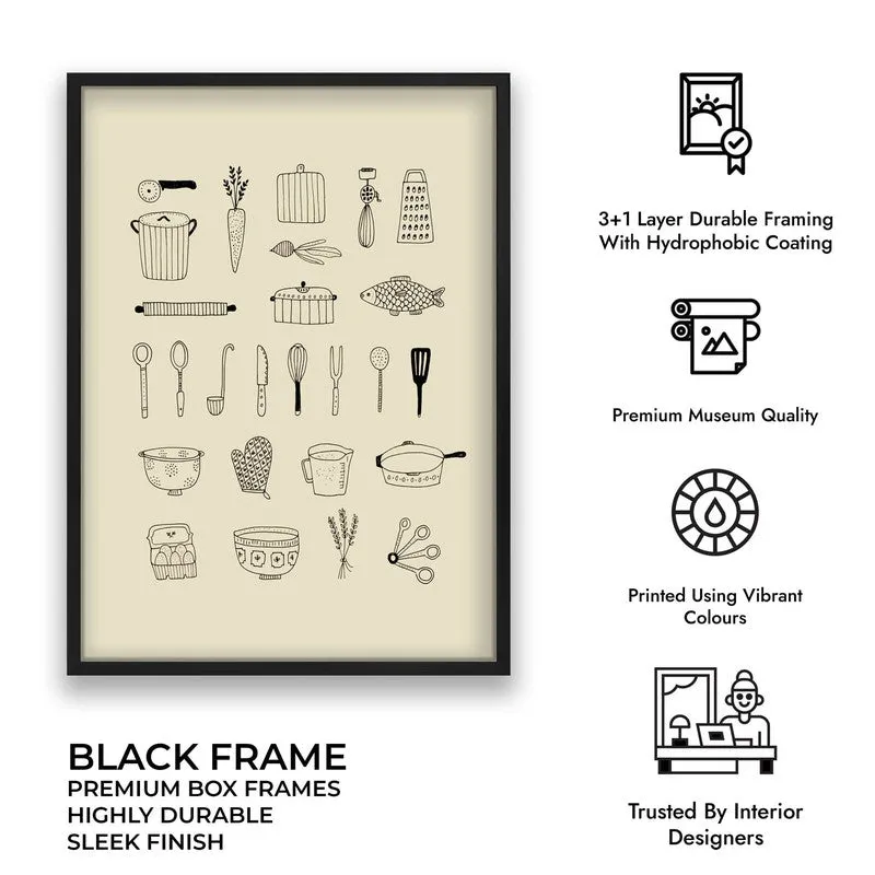 Kitchen Script Archival Canvas Wall Art - Brown media 9