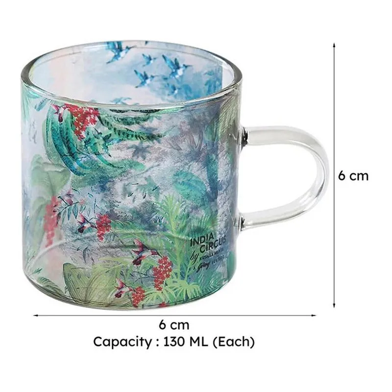 India Circus Glass Tea Cup (130 mL Each)/Transparent,Blue)- Set of Four media 9