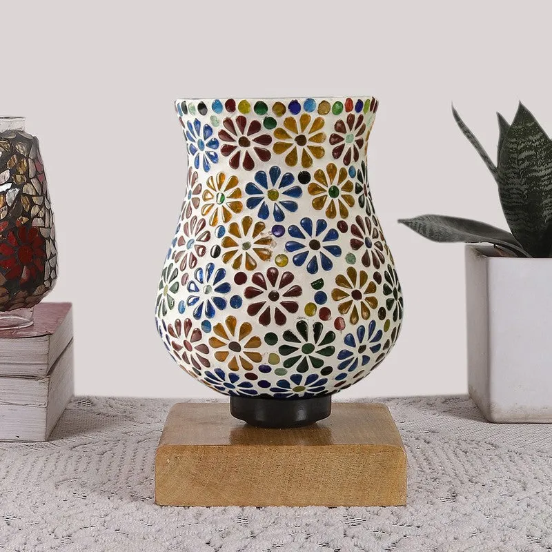 Miraira Mosaic Glass Table Lamp With Wooden Base - Multicolor media 4
