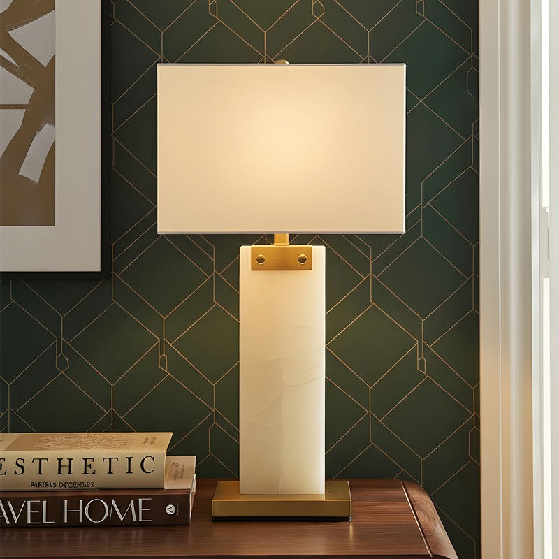 AarviDecor Zayden Classic Marble Table Lamp - White