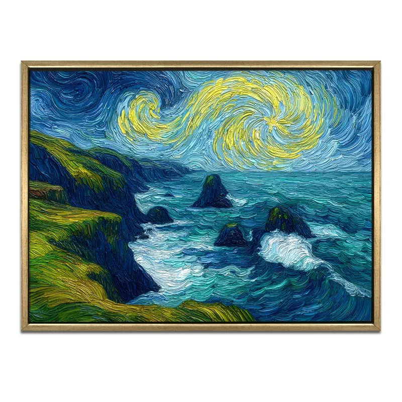 Starry Shore Canvas Wall Painting With Frame media 3