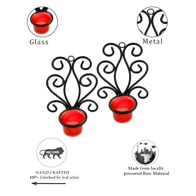 Antique Sconce Candle Holder (Red) - Set Of Two media 5