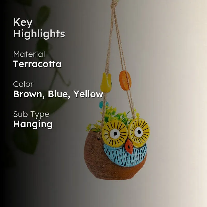 Hoot Pose Handpainted Hanging Planter media 2