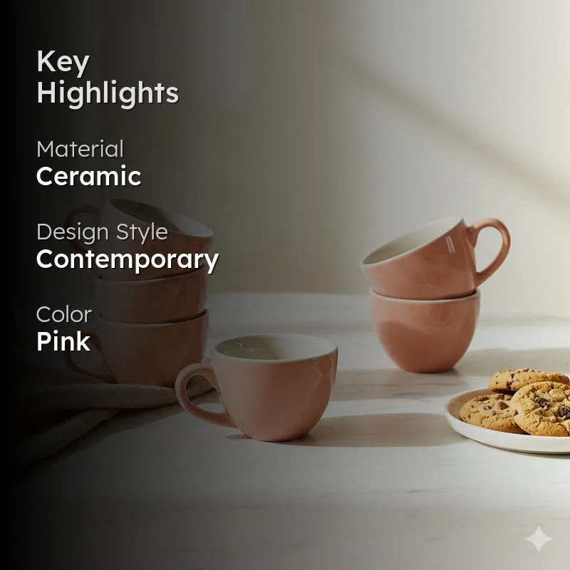 Misty Ceramic Tea Cup (80 mL Each) - Set Of Six media 2