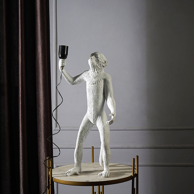 Cheeky Monkey Painted Resin Lamp - Grey,Black media 3