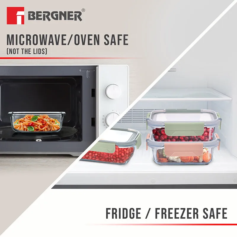 Bergner Glass Vault Airtight Glass Tiffin Box (Green) - 640 mL media 4