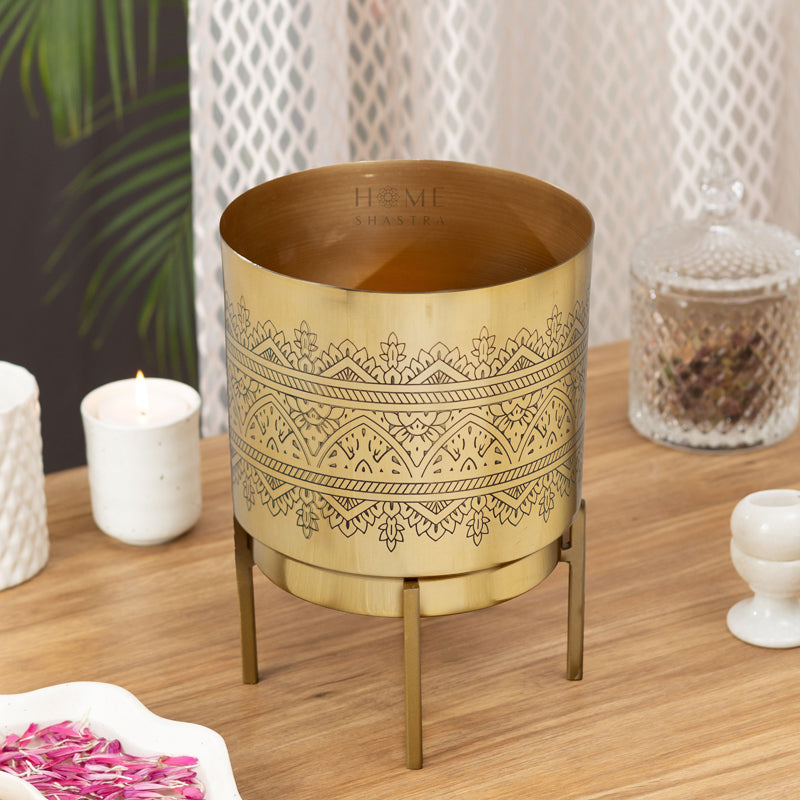 Vinyas Raaga Golden Planter with Stand media 3