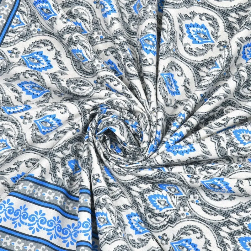 Leafa Cotton Bedsheet (Blue,Grey) - 240 TC media 5