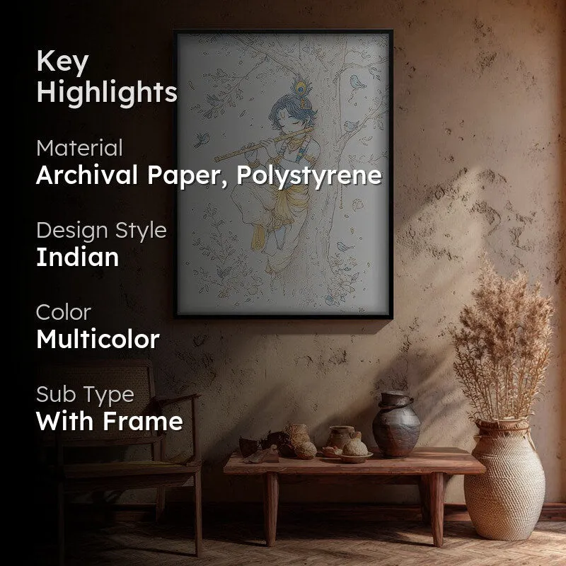 Baal Krishna Playing Fluit Archival Paper Wall Art media 2