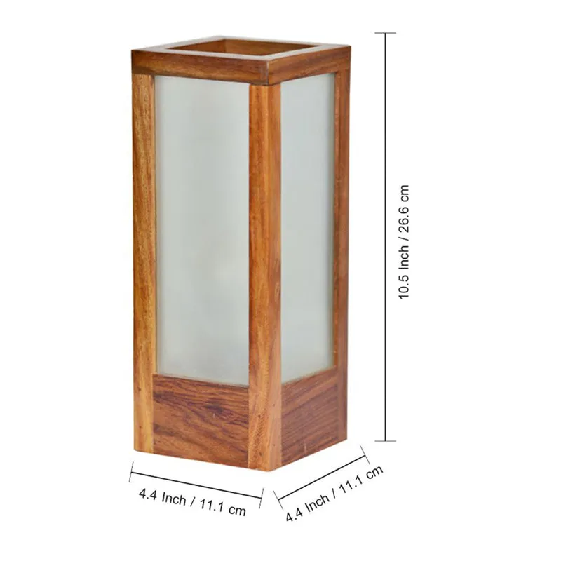Aarush Handcrafted Frosted Glass & Sheesham Wood Table Lamp - Brown media 7