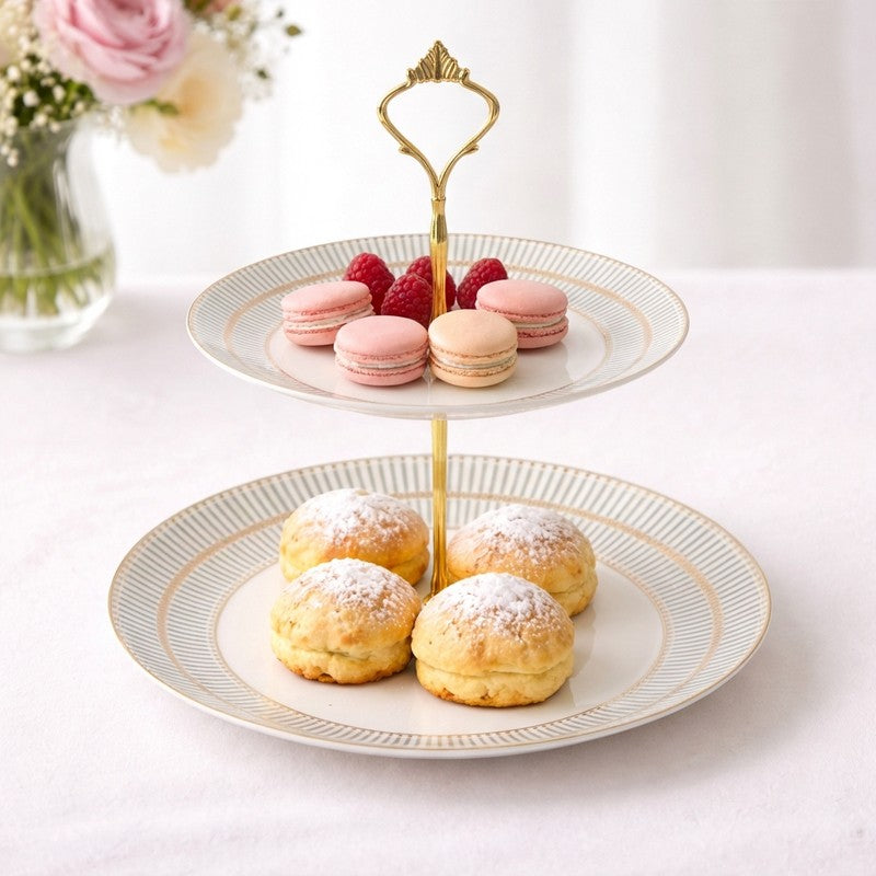 Heritage Charm Cake Stand - White,Grey