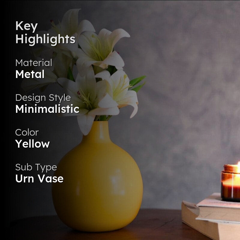 Ourania Metal Vase - Yellow media 2