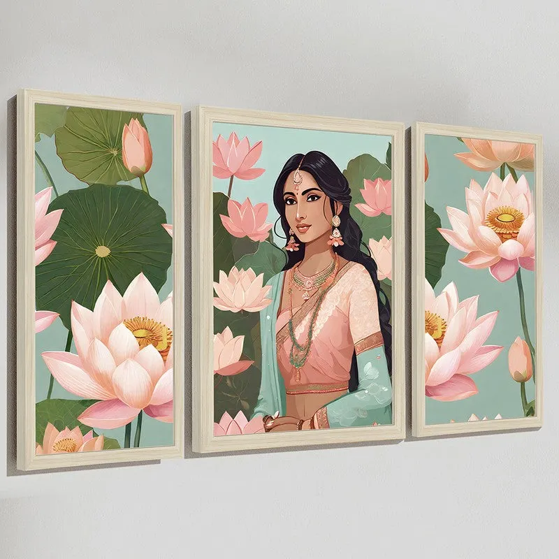 Lotus Grace Synthetic Fibre Wall Art - Set of Three media 5