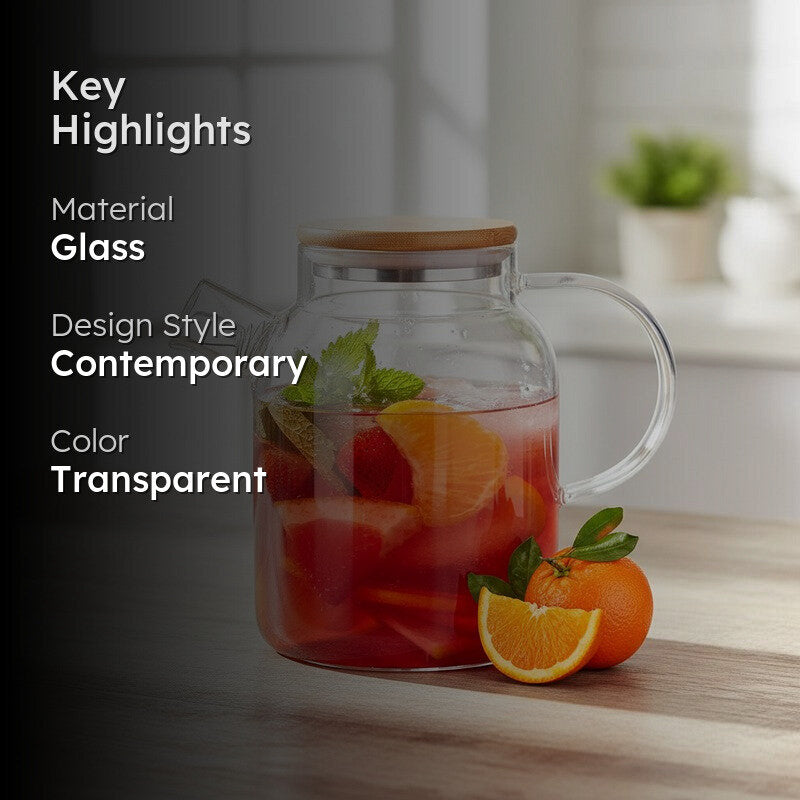 Elegant Glass Pitcher with Lid for Juice and Water - 1800 ML media 2