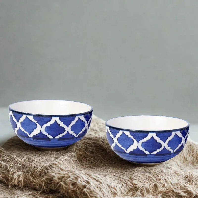 Biteza Ceramic Snack Bowls (Blue , 180 mL Each) - Set Of Two media 6