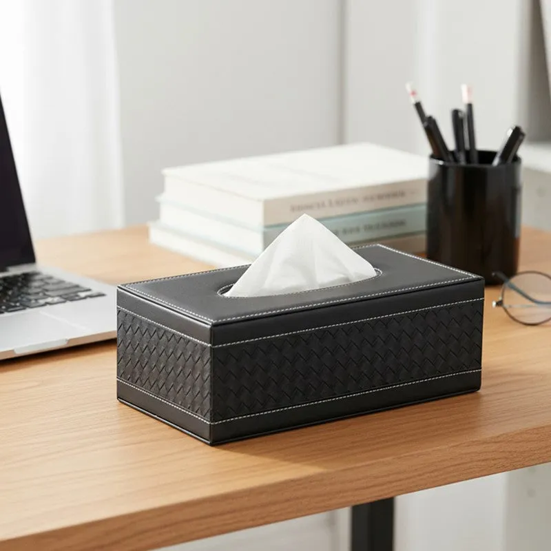 AarviDecor Evara Faux Leather Tissue Holder media 1