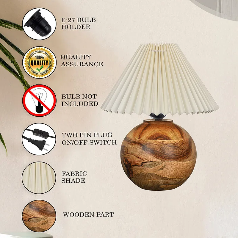 Lark Pleated Fabric Table Lamp - Beige,Brown media 6
