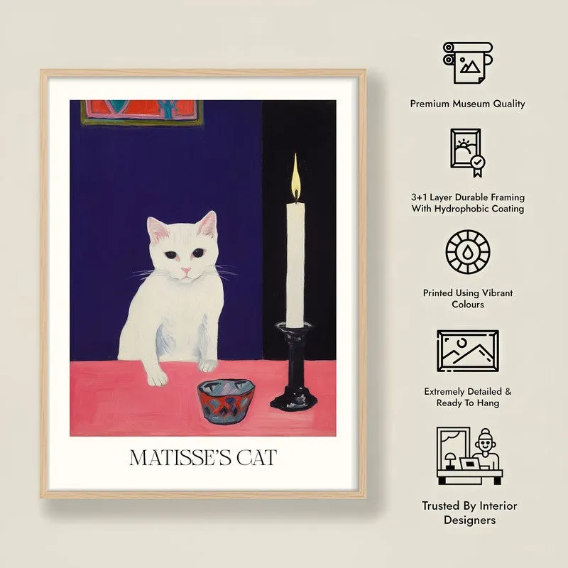 Matisse's Cat Inspired by Henri Matisse Archival Canvas Wall Art - Natural Brown Frame media 8