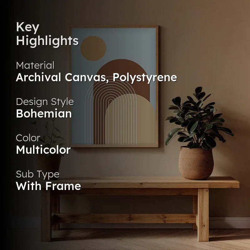 Rhythm Lines Canvas Wall Painting With Brown Frame media 2