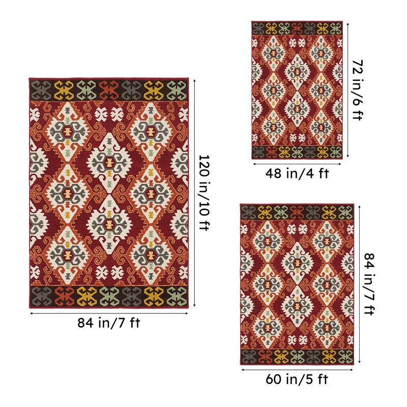 Fredegar Ethnic Wool & Nylon Carpet - Maroon media 14