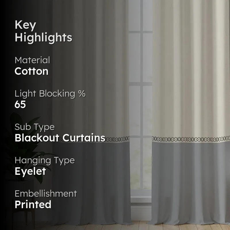 Urban Space Colorblock Grey Cotton Curtains - Set Of Two media 2