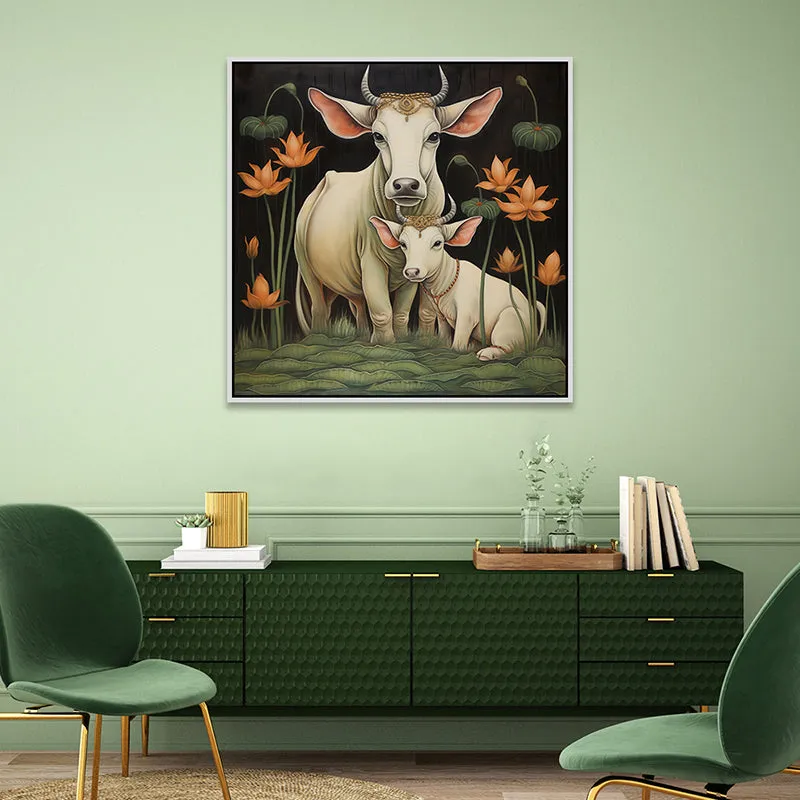 Tender Hooves Canvas Wall Painting With Frame - White media 4