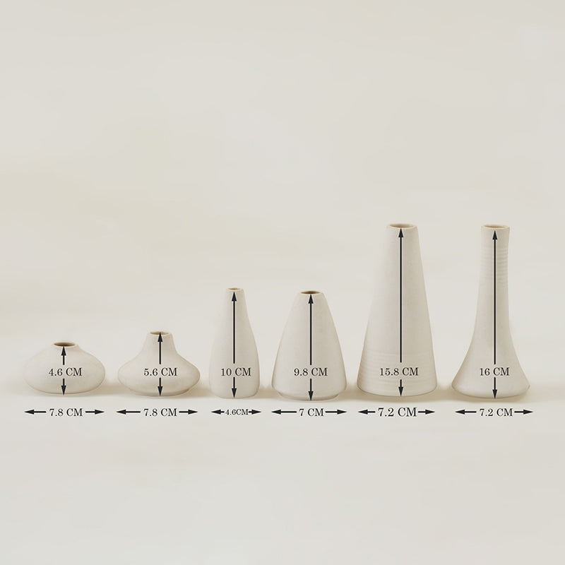 Elegant White Ceramic Tapered Vase - Set of Six media 5
