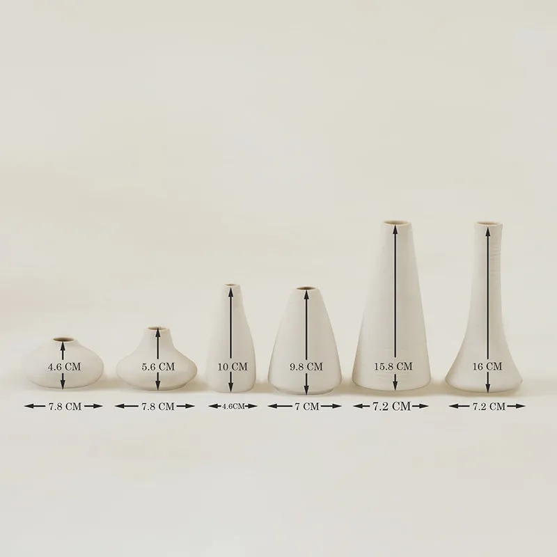 Elegant White Ceramic Tapered Vase - Set of Six media 5