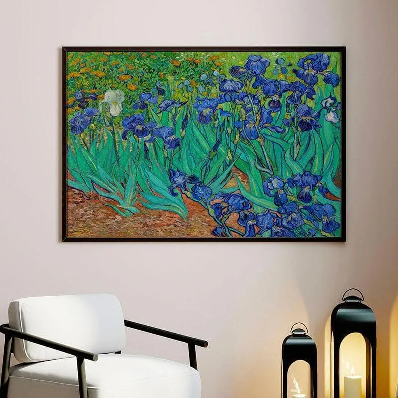 Irises Canvas Painting By Vincent Van Gogh - Black Frame media 1