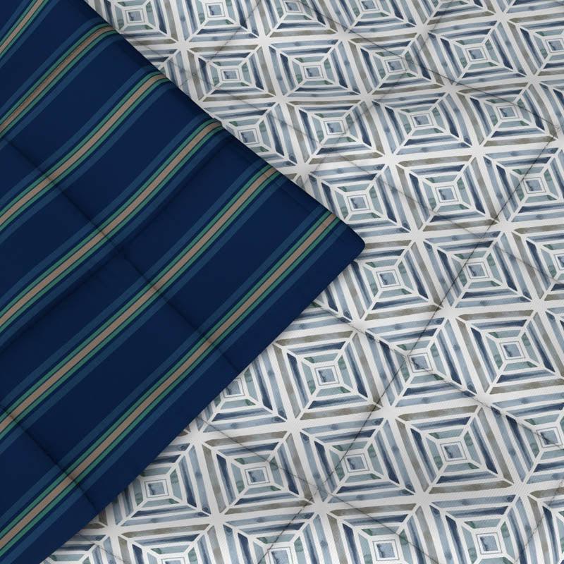 Elora Geometric Reversible Microfiber Comforter (Blue) - 150 GSM media 6