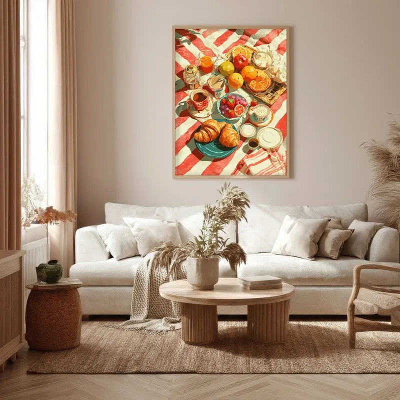 Scarlet Spread Canvas Wall Painting - Brown Frame media 5