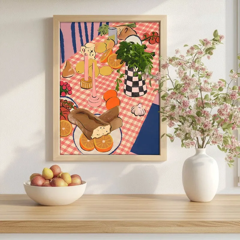 Dining Jewel Archival Canvas Wall Art - Brown media 1