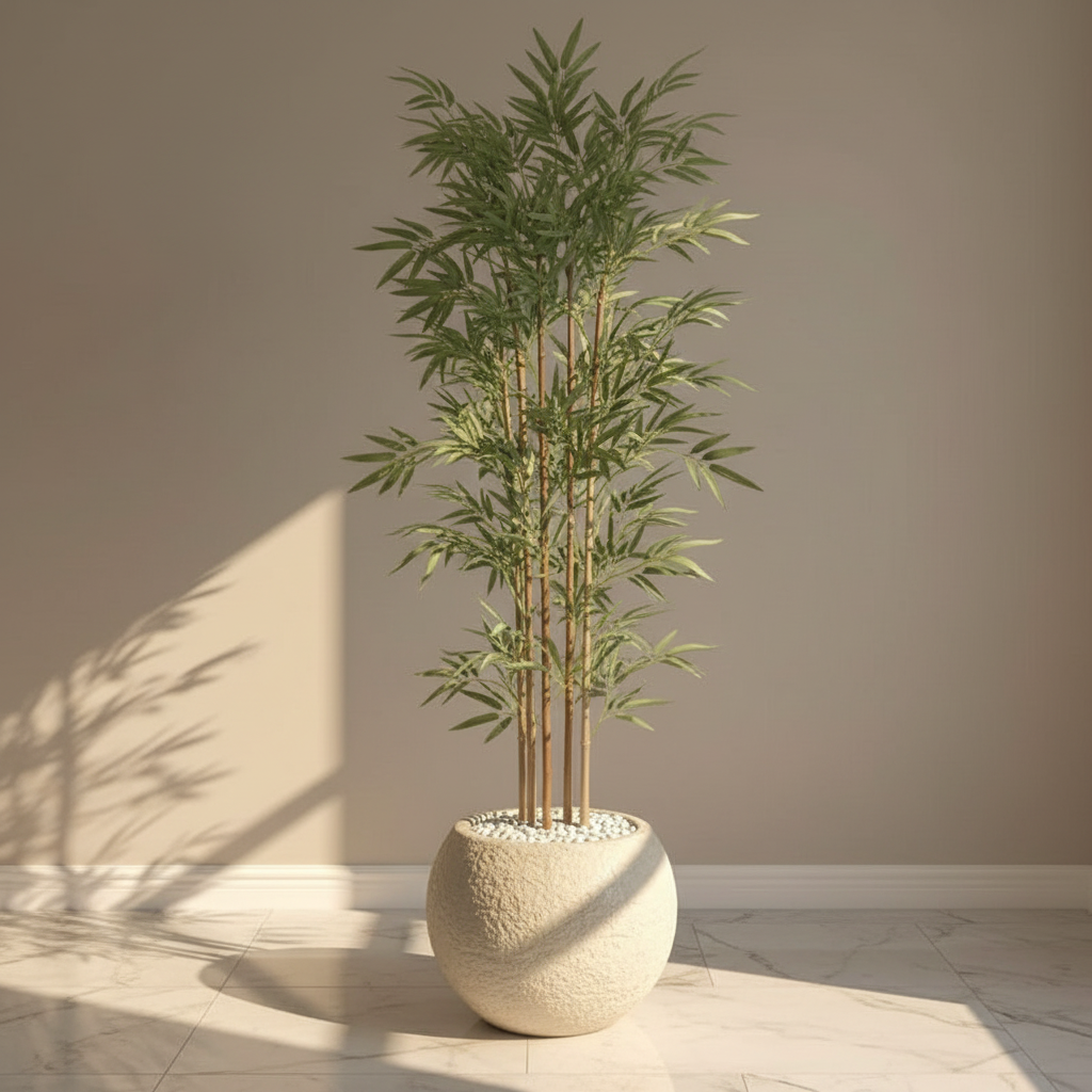 Botanith Artificial Bamboo Plant With Black Fiber Pot - 5.9 Feet