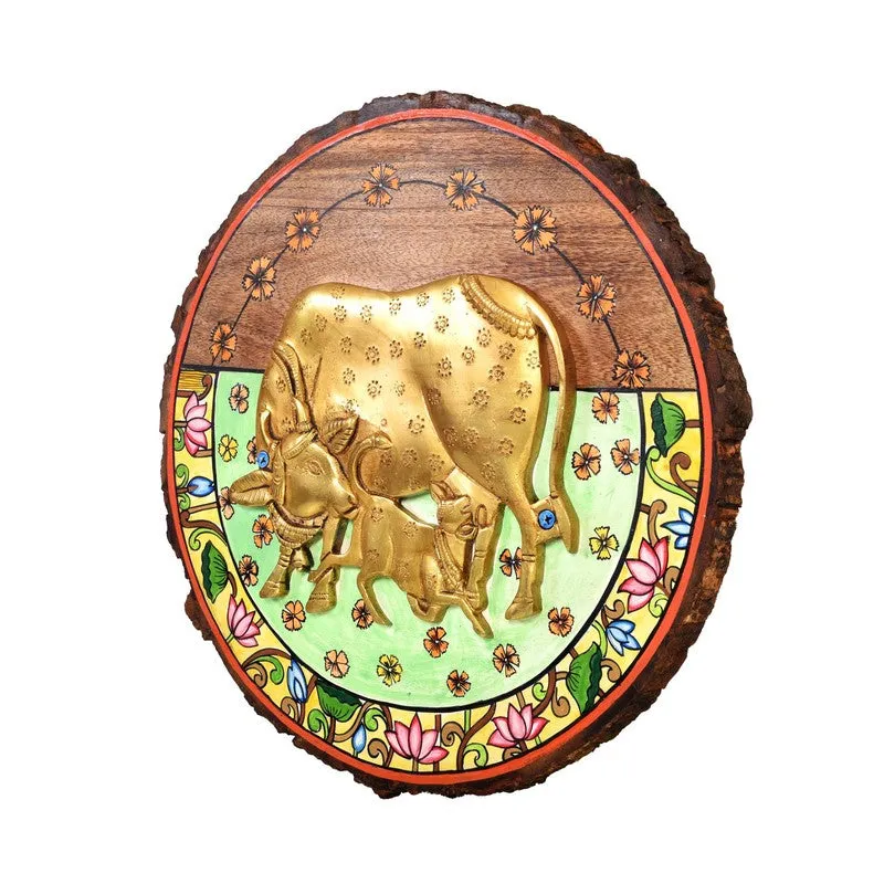 Varlin Golden Cow & Calf Mango Wood Wall Accent media 4