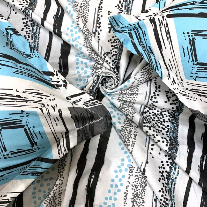 Lovina Striped Cotton Bedsheet (Blue) - 124 TC media 5