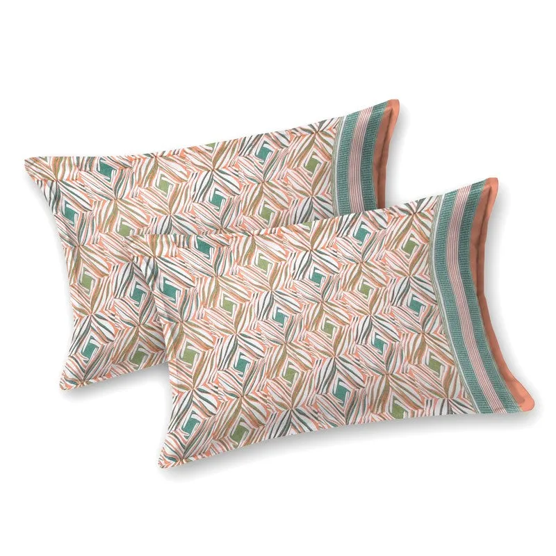 Desert Charm Cotton Bedsheet (Peach,Blue) - 120 TC media 3