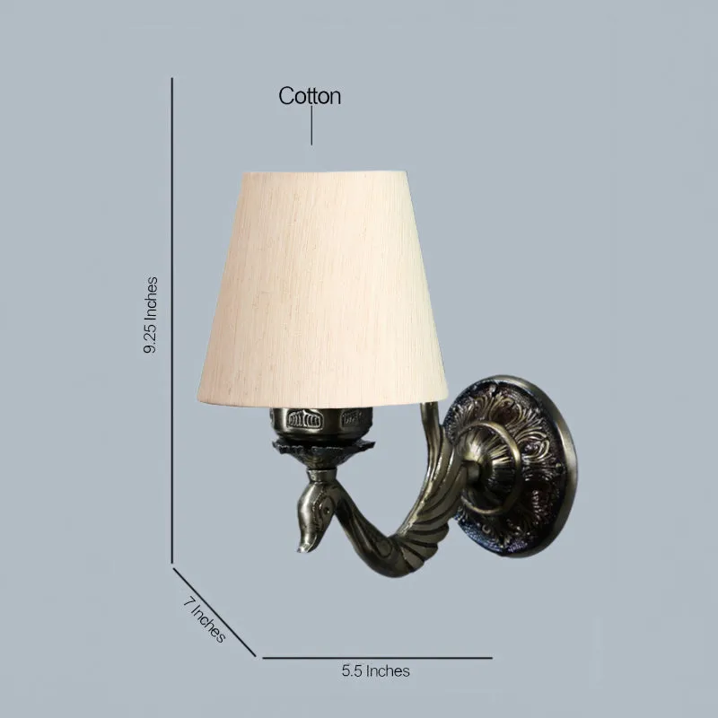 Amro Retro Conical Fabric & Metal Wall Lamp - Off White media 4