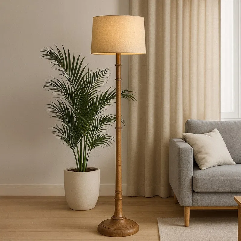 Elfin Cleo Wooden Floor Lamp - Beige media 3