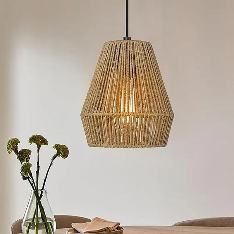 Coastal Woven Raffia Ceiling Lamp - Brown media 3