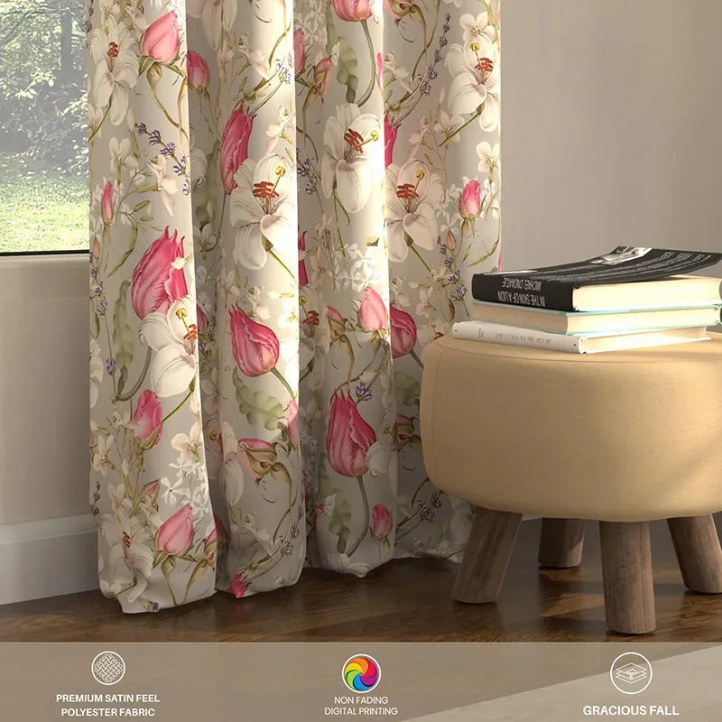Urban Space Flora Nova Curtain (Grey) - Set Of Two media 1