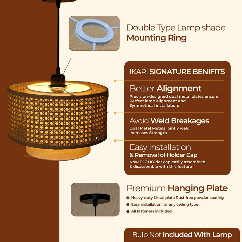 Darlinor Rattan Boho Ceiling Lamp - Brown media 7