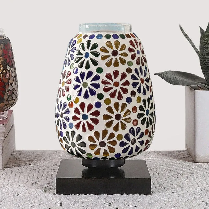 Mignora Mosaic Glass Table Lamp With Wooden Base - Multicolor media 4