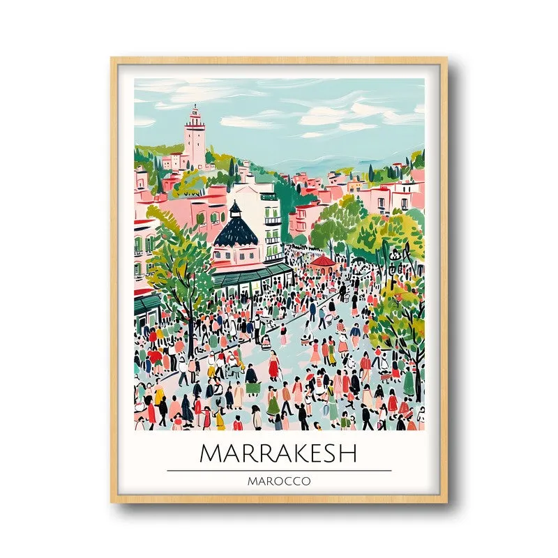 Vintage Marrakesh Framed Canvas Archival Canvas Wall Painting - Natural Brown Frame media 5